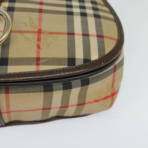 Burberrys Nova Check Shoulder Bag Canvas Beige Gold Auth 117545 - Picture 12 of 15